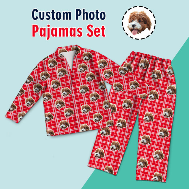personalized-pajamas-customized-photo-plaid-pajamas-customized-casual-home-pajamas-complete-set
