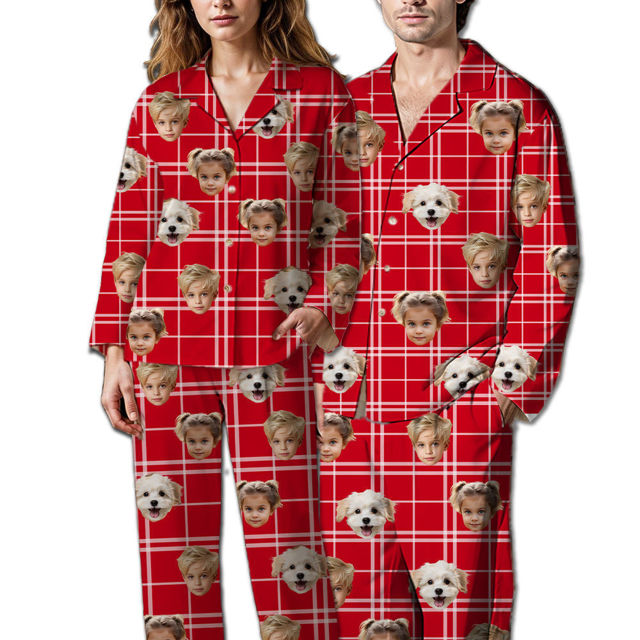personalized-pajamas-customized-photo-plaid-pajamas-customized-casual-home-pajamas-complete-set