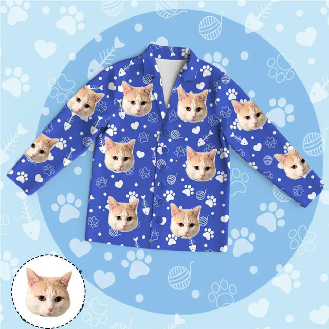 personalized-pajamas-customized-pajamas-customized-photo-blue-cat-element-pajamas-customized-casual-home-pajamas-complete-set
