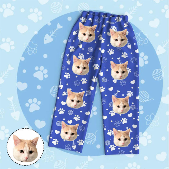 personalized-pajamas-customized-pajamas-customized-photo-blue-cat-element-pajamas-customized-casual-home-pajamas-complete-set