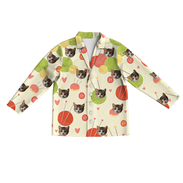 personalized-pajamas-custom-long-sleeve-pajamas-custom-cat-face-pajamas-custom-cat-face-wool-ball-colorful-long-sleeve-pajamas