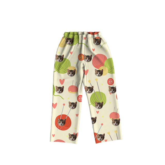 personalized-pajamas-custom-long-sleeve-pajamas-custom-cat-face-pajamas-custom-cat-face-wool-ball-colorful-long-sleeve-pajamas